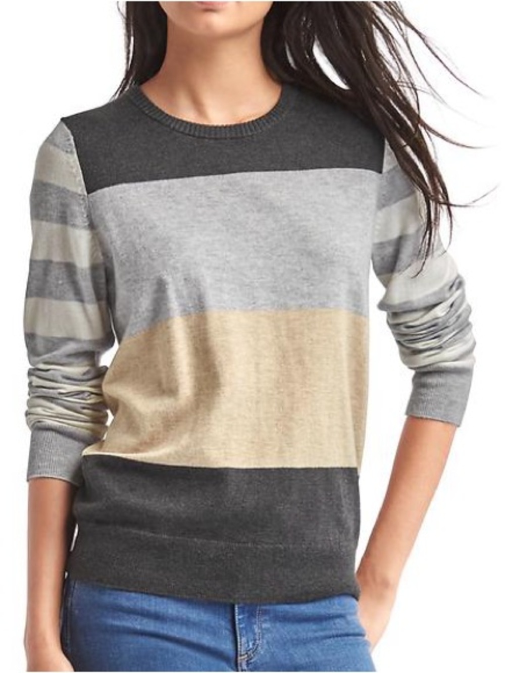 GAP Women's Crewneck Sweater - Navy, Gray, Tan
